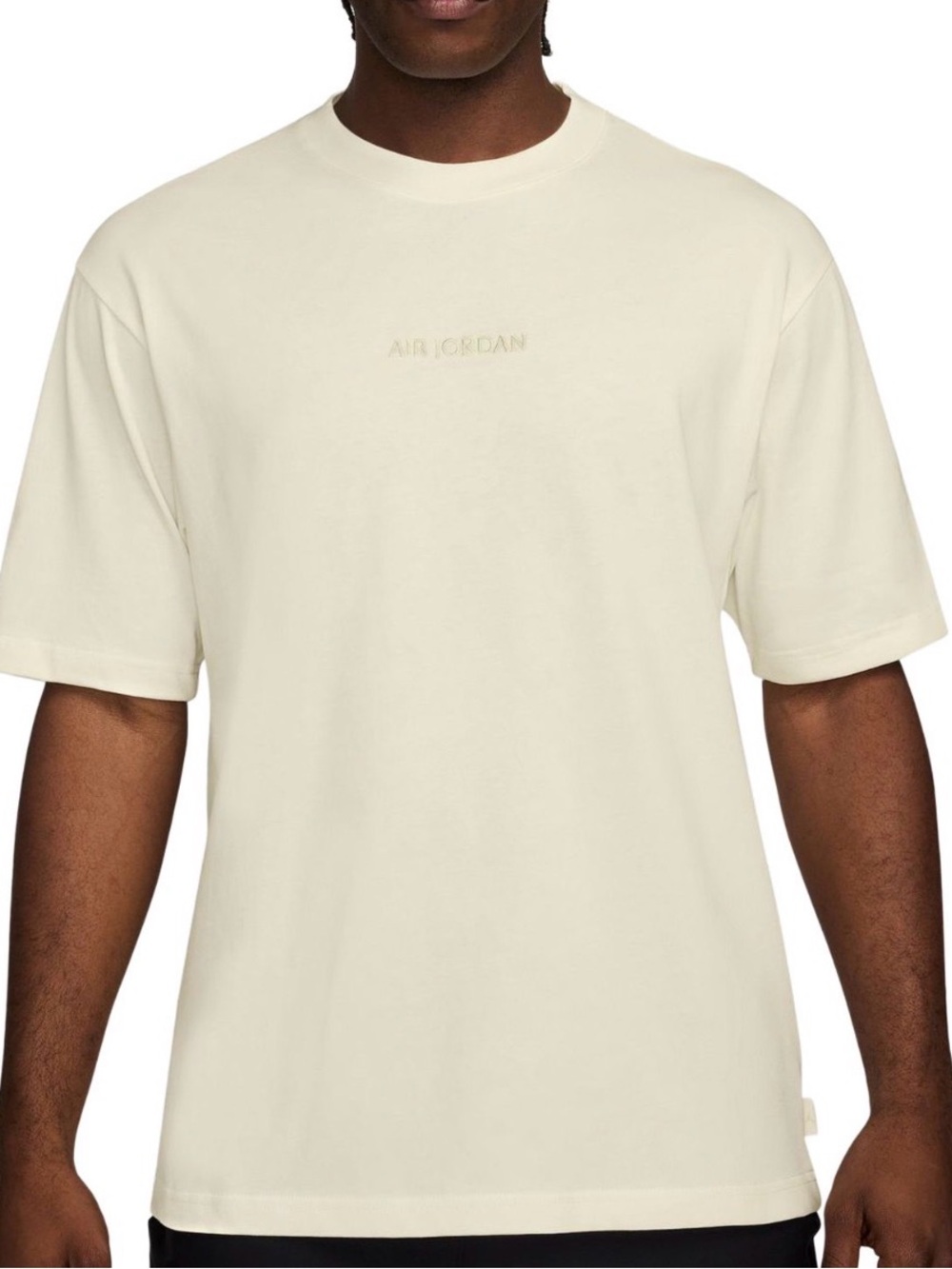 Jordan Cream Short Sleeve Crewneck T-Shirt with Subtle Logo - Picture 1 of 4